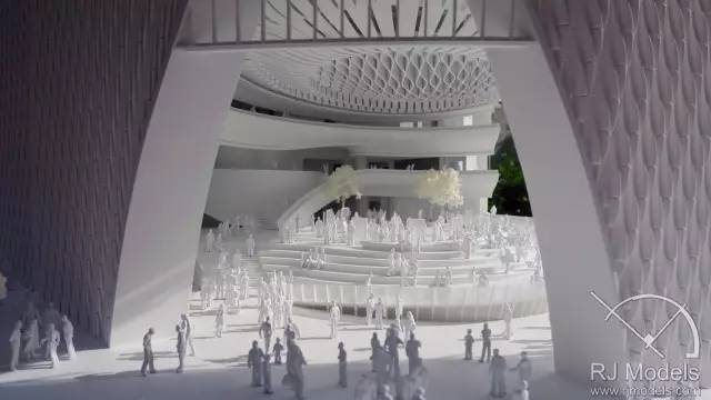 ▲戲曲中心概念模型內(nèi)往來(lái)不絕的人潮。