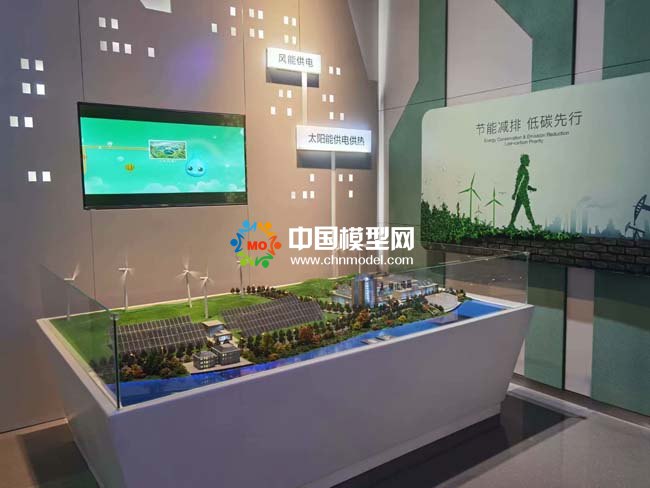 風能供電，太陽能供電供熱沙盤模型