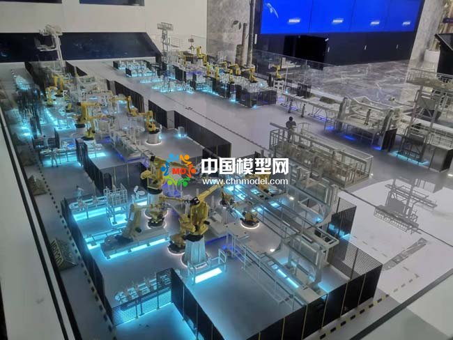 焊裝生產(chǎn)線沙盤模型，汽車機(jī)器焊裝生產(chǎn)線沙盤模型